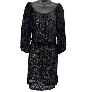 Black Velvet Burnout Whimsigoth Blousant Dress